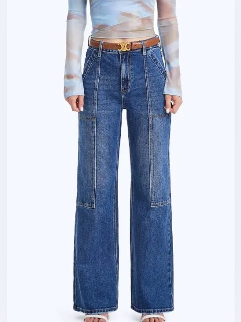 Bayeas Women’s High-Rise Wide-Leg Cropped Jeans Size 28